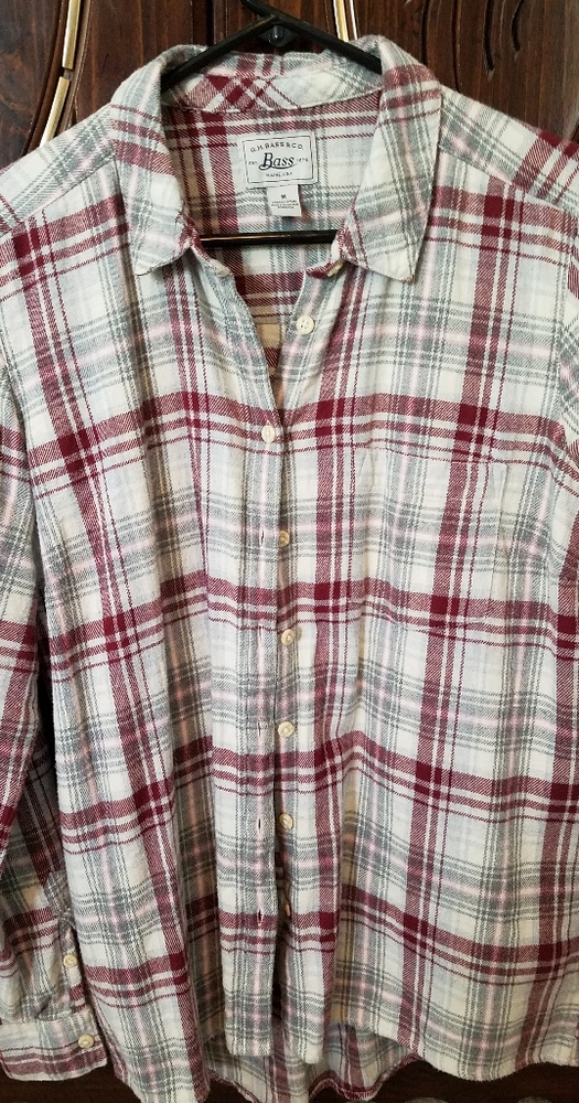 Bass plaid flannel button down shirt